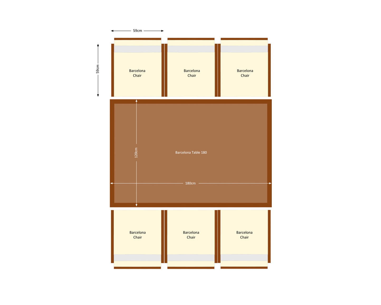 Barcelona 6 Seater Cube Set in Brown and Cream