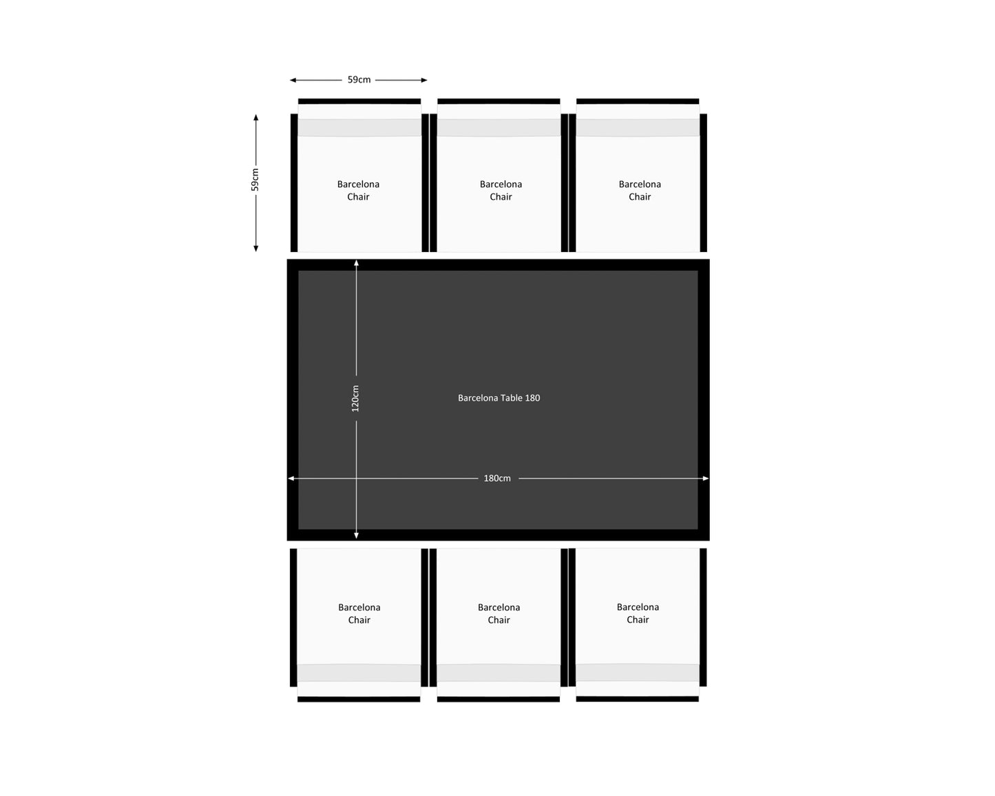 Barcelona 6 Seater Cube Set in Black and Vanilla