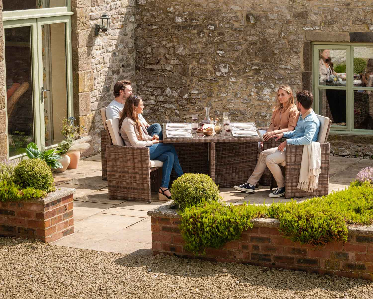 Barcelona 4 Seater Cube Set in Truffle Brown and Cream