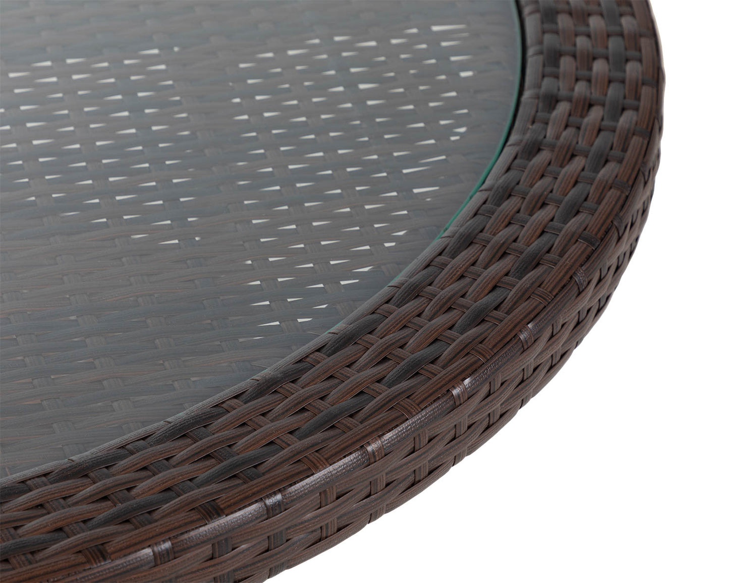 Cambridge 4 Rattan Garden Chairs and Small Round Dining Table Set in Chocolate and Cream