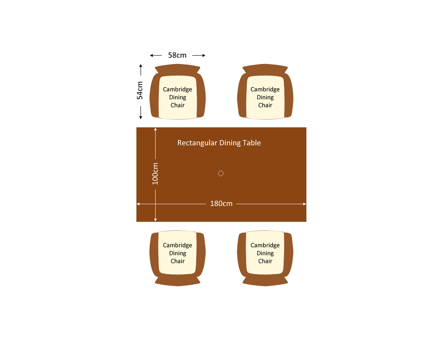 Cambridge 4 Rattan Garden Chairs and Rectangular Dining Table Set in Chocolate and Cream