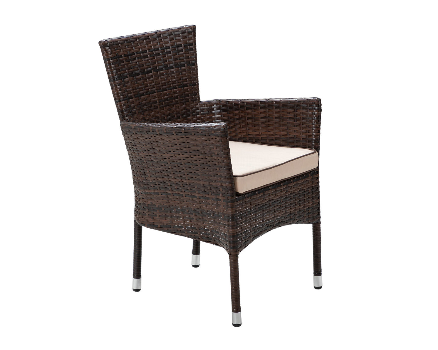 Cambridge 4 Rattan Garden Chairs and Rectangular Dining Table Set in Chocolate and Cream