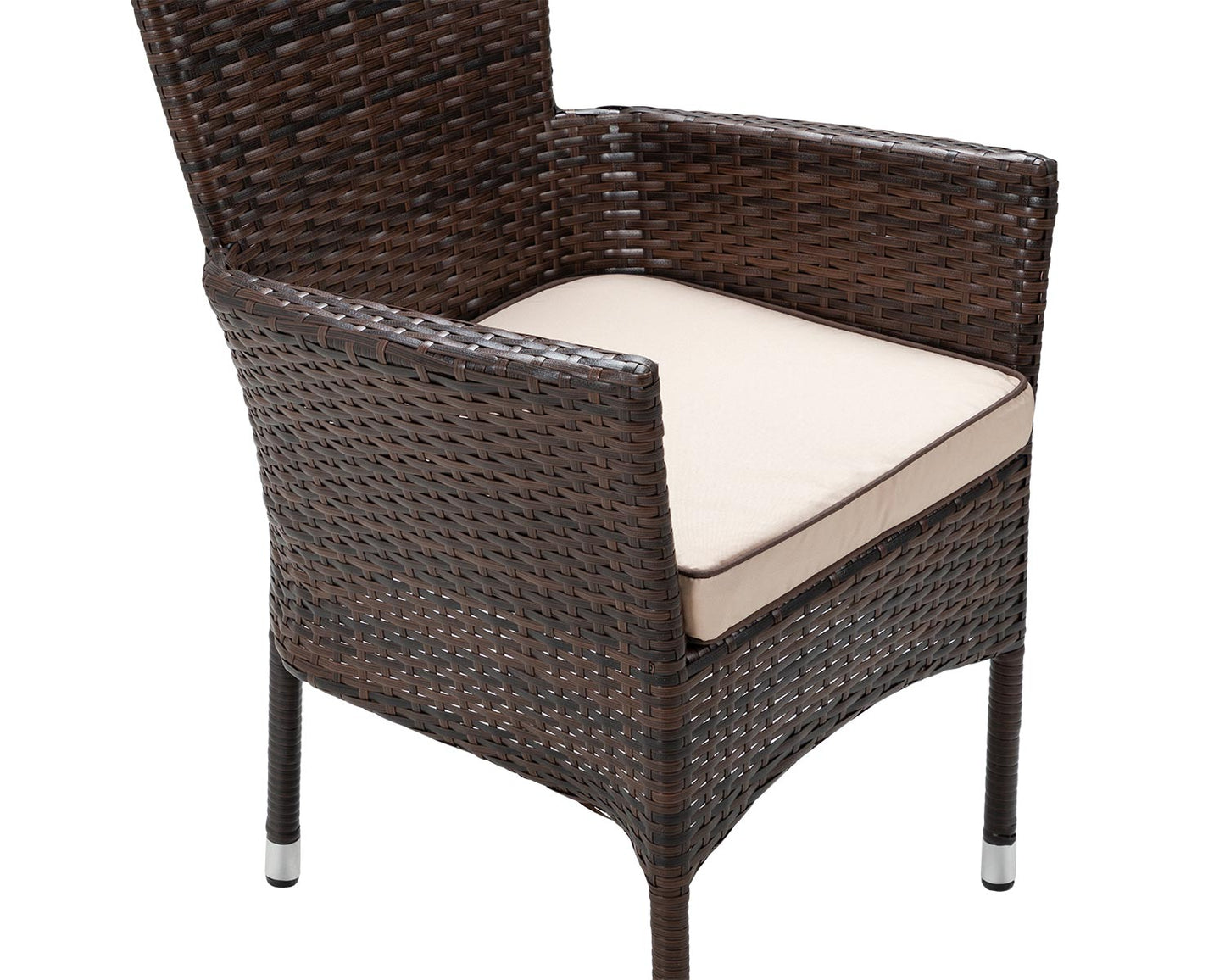 Cambridge 4 Rattan Garden Chairs and Rectangular Dining Table Set in Chocolate and Cream