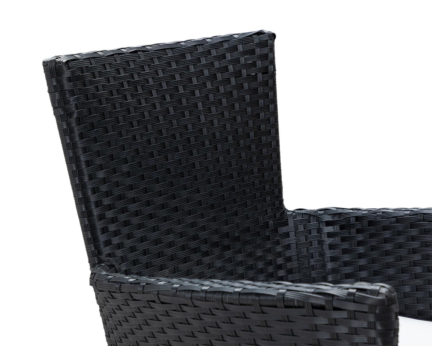 Cambridge 4 Rattan Garden Chairs and Rectangular Dining Table Set in Black and Vanilla