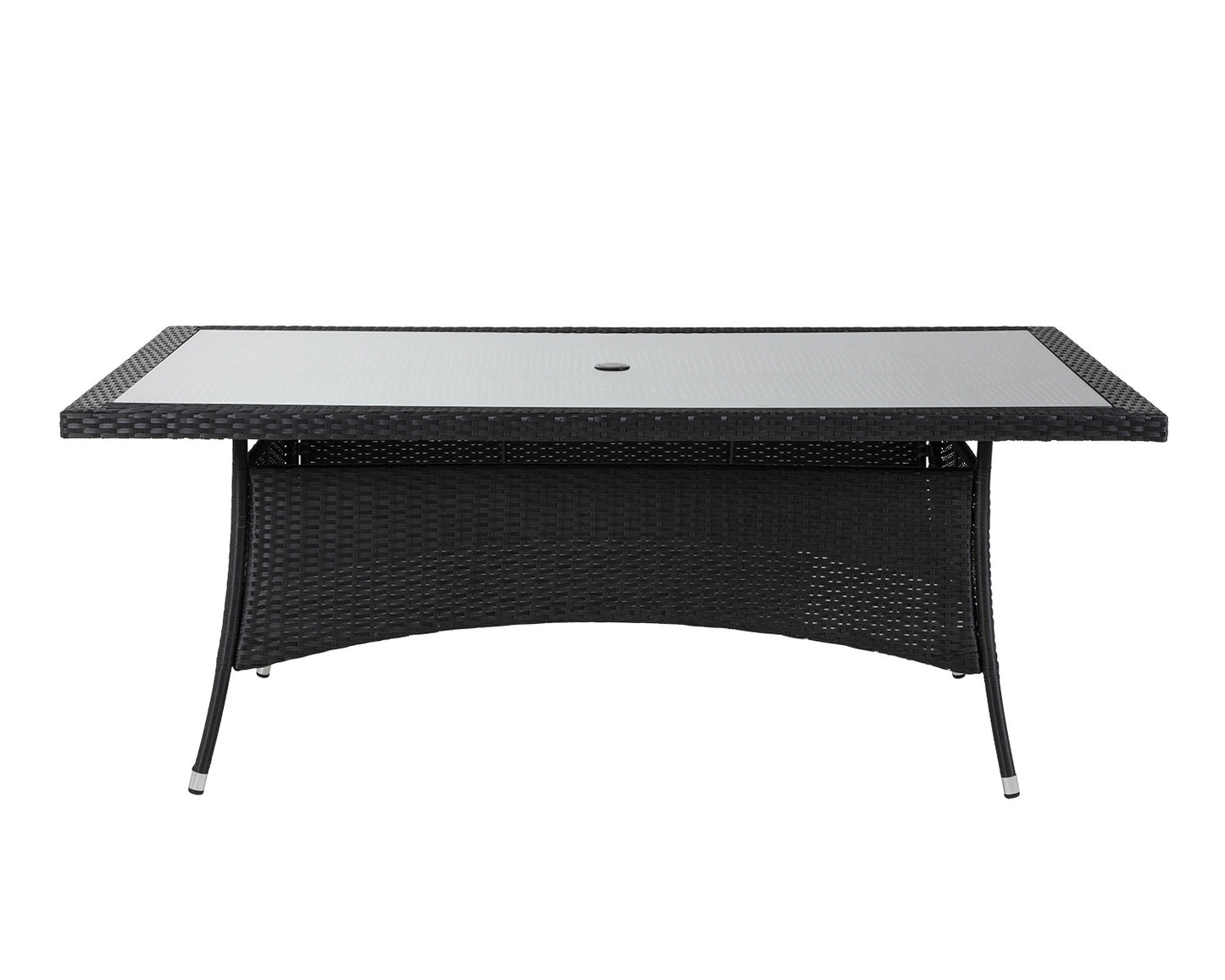 Cambridge 4 Rattan Garden Chairs and Rectangular Dining Table Set in Black and Vanilla