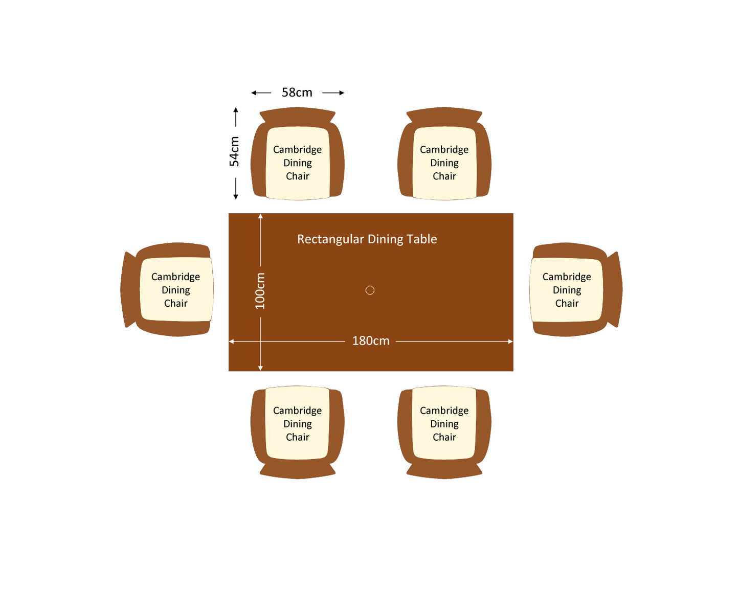 Cambridge 6 Rattan Garden Chairs and Rectangular Dining Table Set in Chocolate and Cream