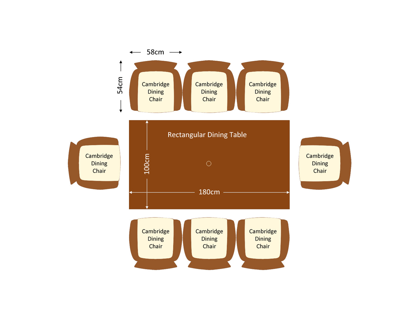 Cambridge 8 Rattan Garden Chairs and Rectangular Dining Table Set in Chocolate and Cream