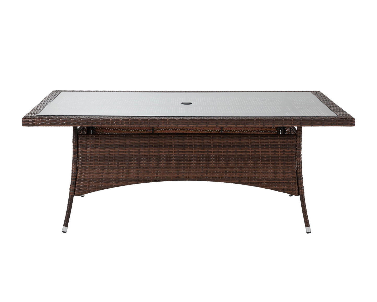 Cambridge 8 Rattan Garden Chairs and Rectangular Dining Table Set in Chocolate and Cream