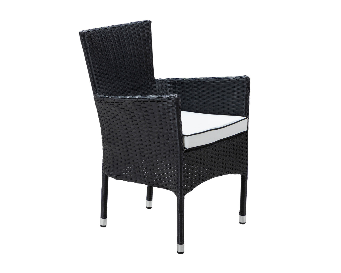 Cambridge 8 Rattan Garden Chairs and Rectangular Dining Table Set in Black and Vanilla