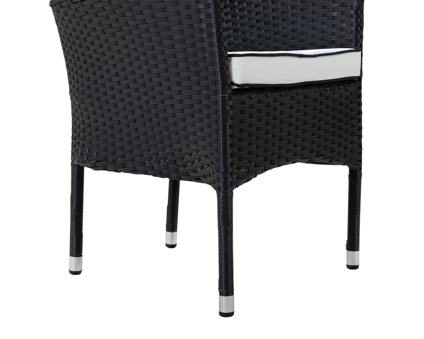 Cambridge 8 Rattan Garden Chairs and Rectangular Dining Table Set in Black and Vanilla