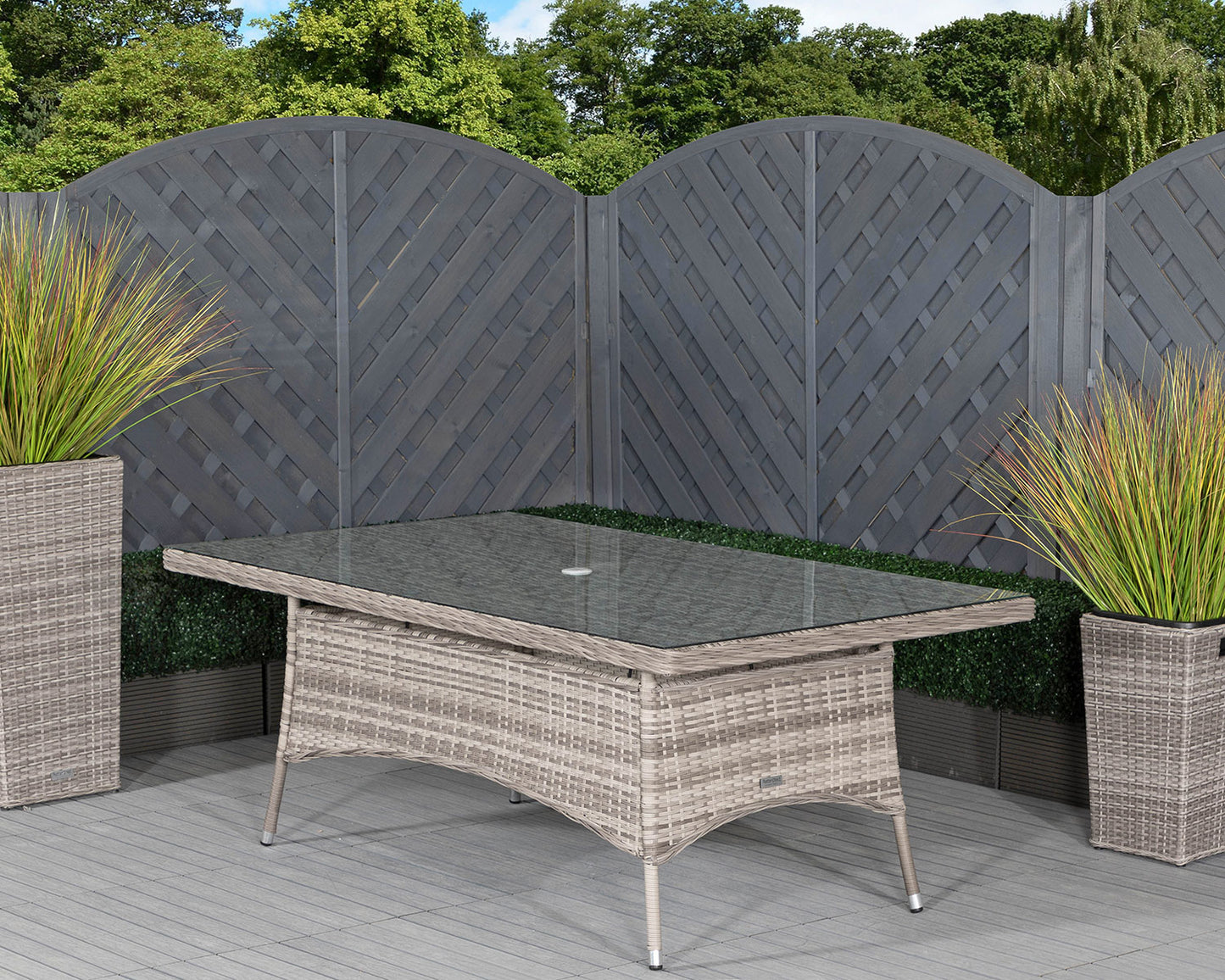 Cambridge 4 Stackable Chairs and Large Rectangular Dining Table Set in Grey