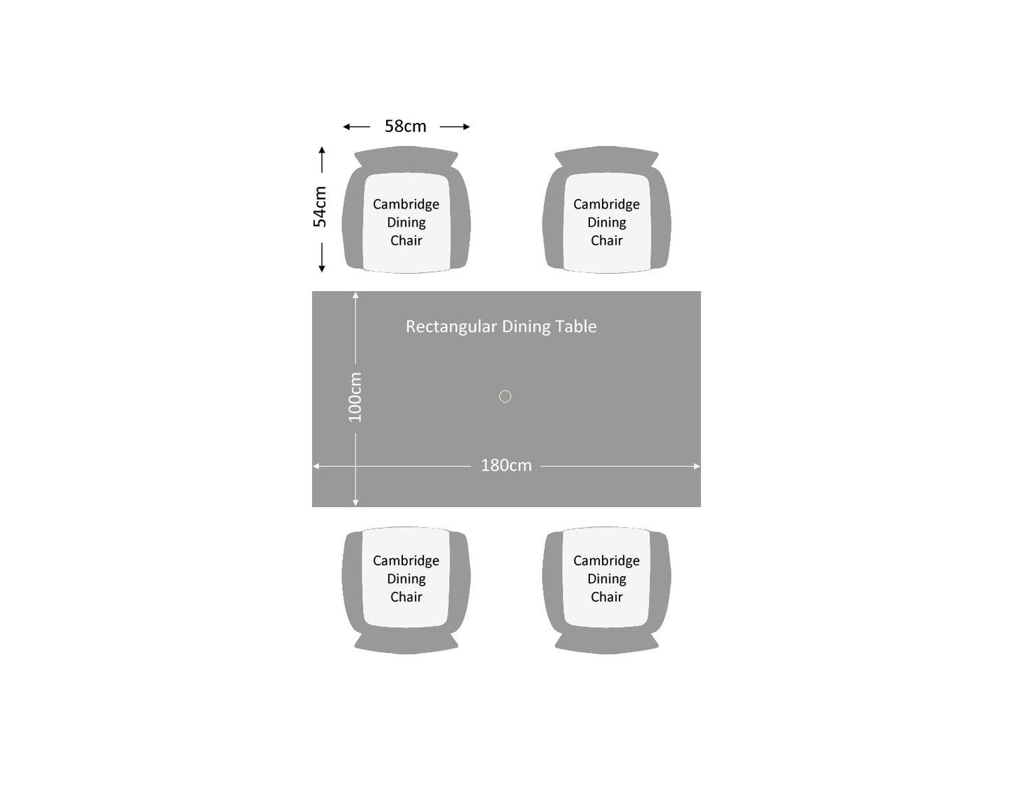 Cambridge 4 Stackable Chairs and Large Rectangular Dining Table Set in Grey