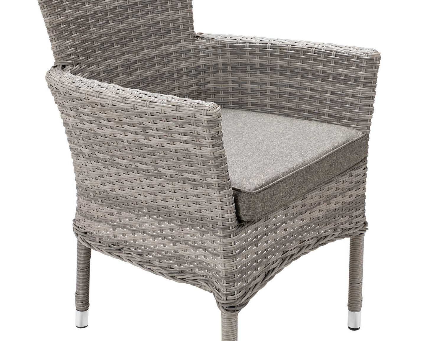 Cambridge 6 Rattan Chairs and Rectangular Dining Table Set in Grey