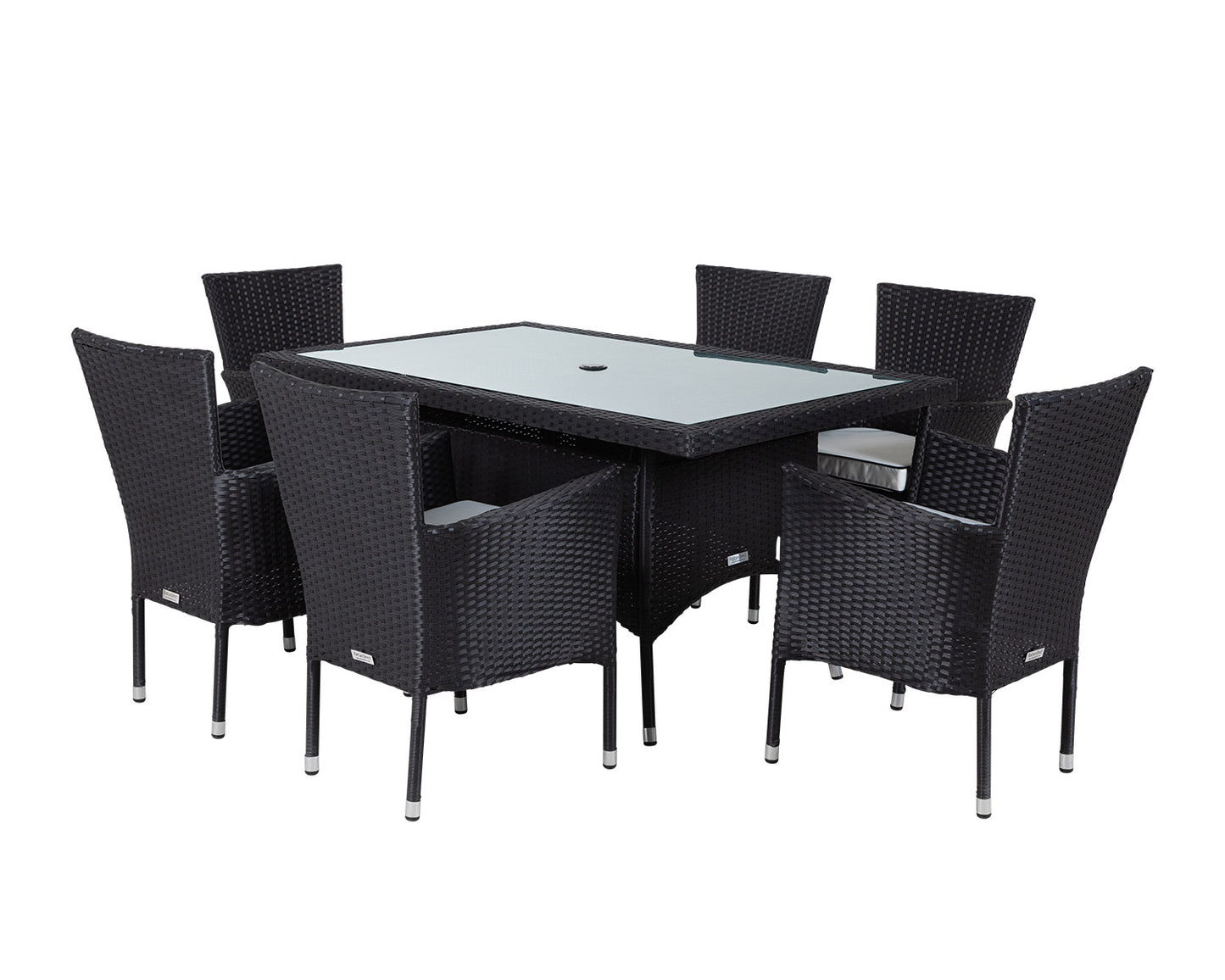 Cambridge 6 Chairs and Small Rectangular Dining Table Set in Black and Vanilla