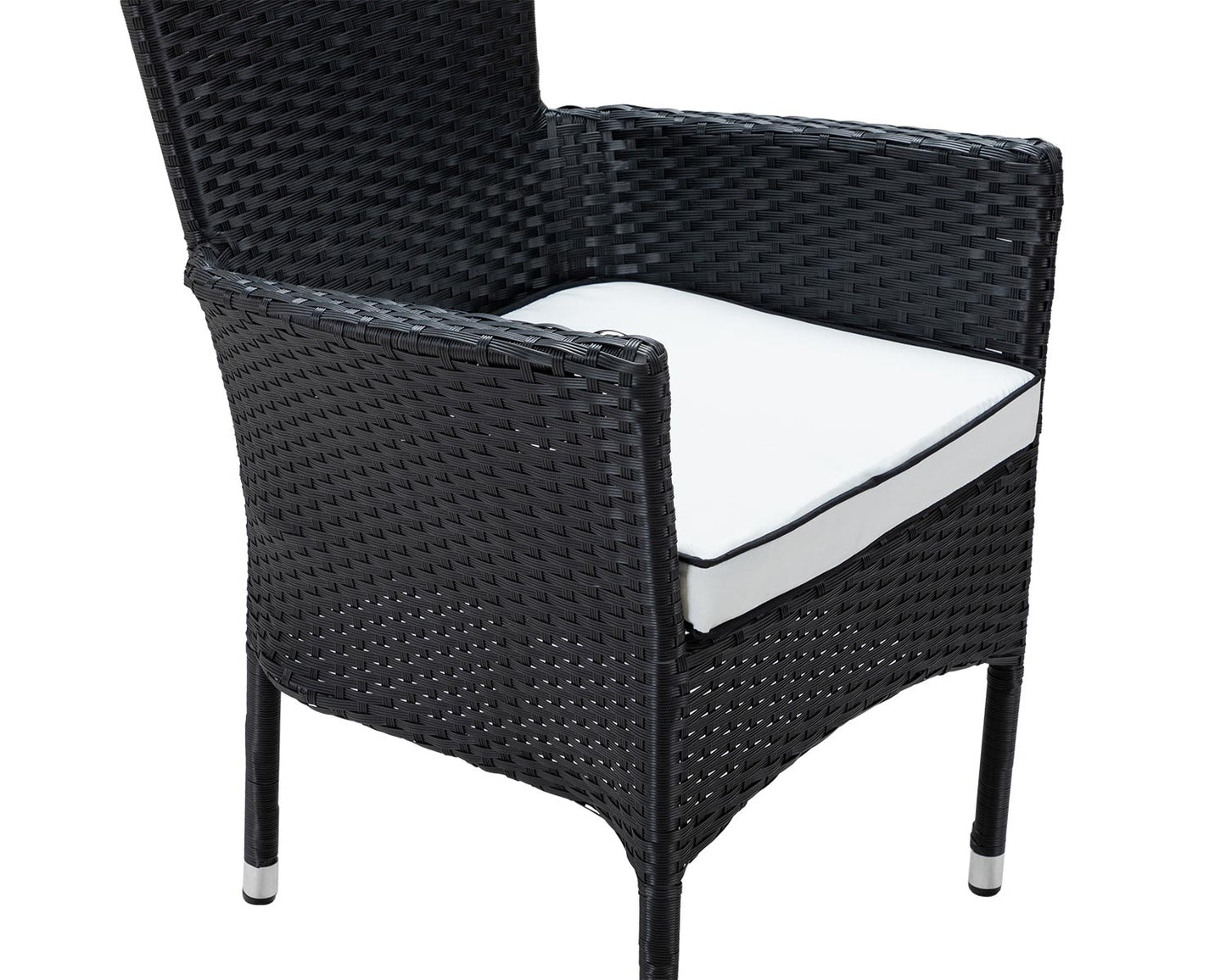 Cambridge 6 Chairs and Small Rectangular Dining Table Set in Black and Vanilla