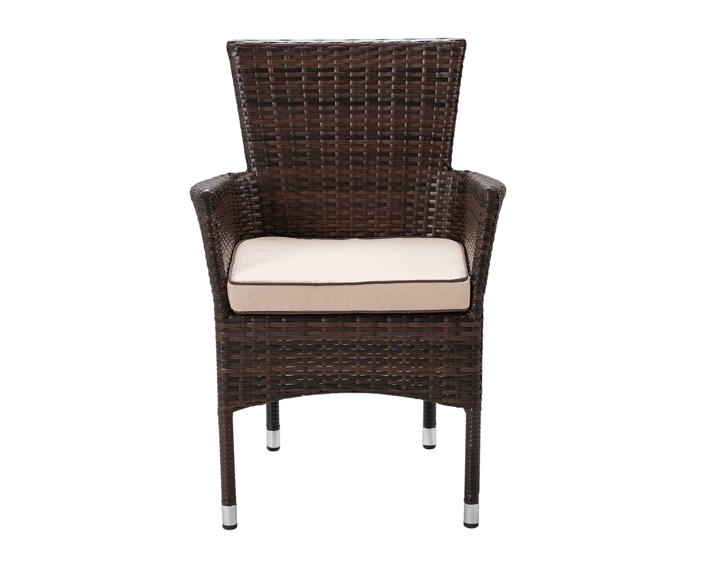 Cambridge 4 Rattan Garden Chairs and Small Rectangular Dining Table Set in Chocolate and Cream