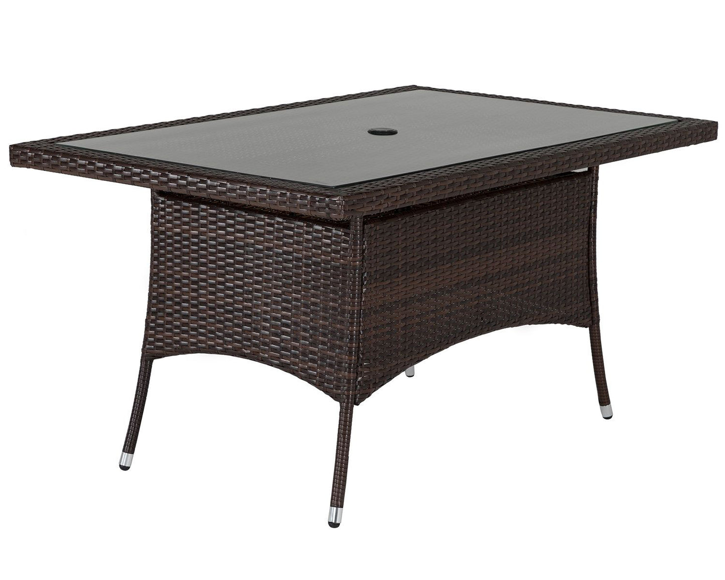 Cambridge 4 Rattan Garden Chairs and Small Rectangular Dining Table Set in Chocolate and Cream