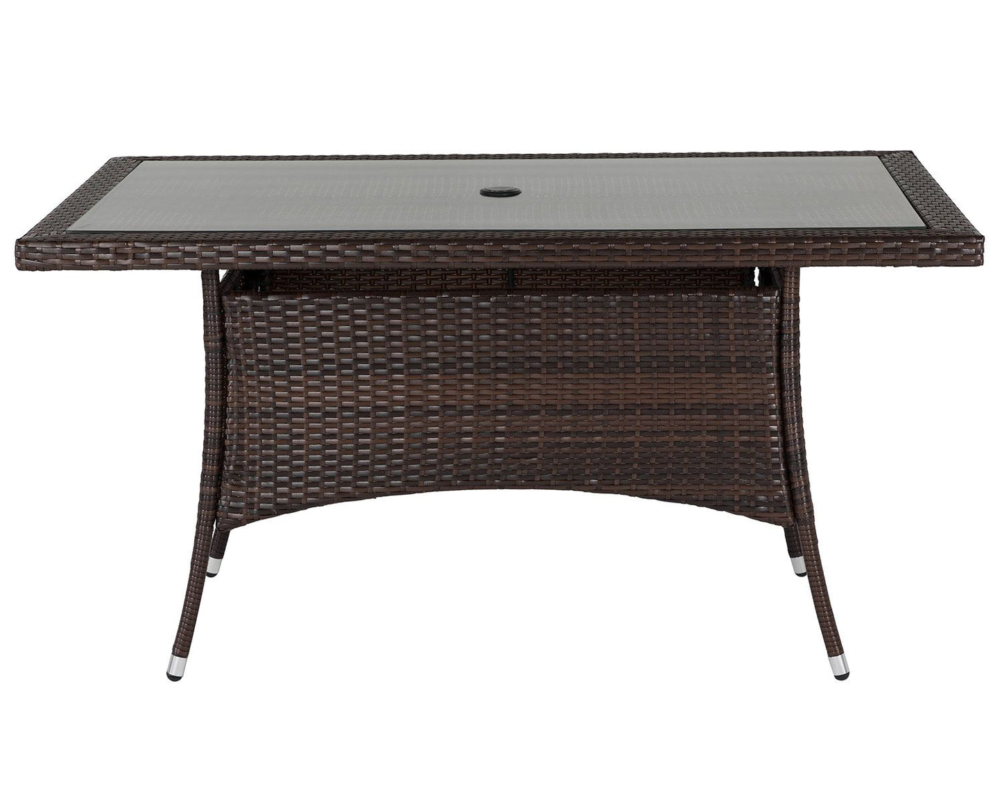 Cambridge 4 Rattan Garden Chairs and Small Rectangular Dining Table Set in Chocolate and Cream