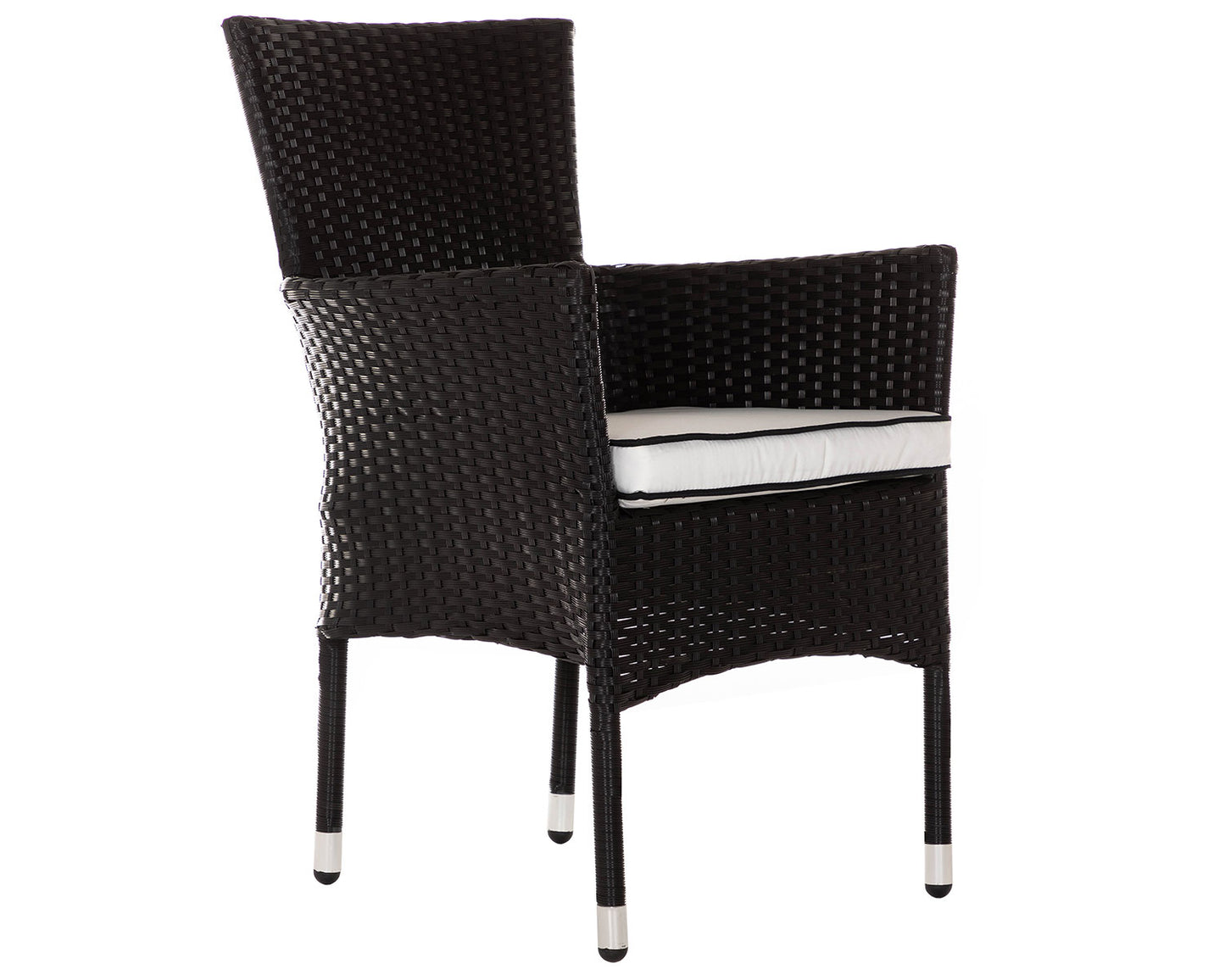 Cambridge 4 Stackable Chairs and Square Dining Table in Black and Vanilla