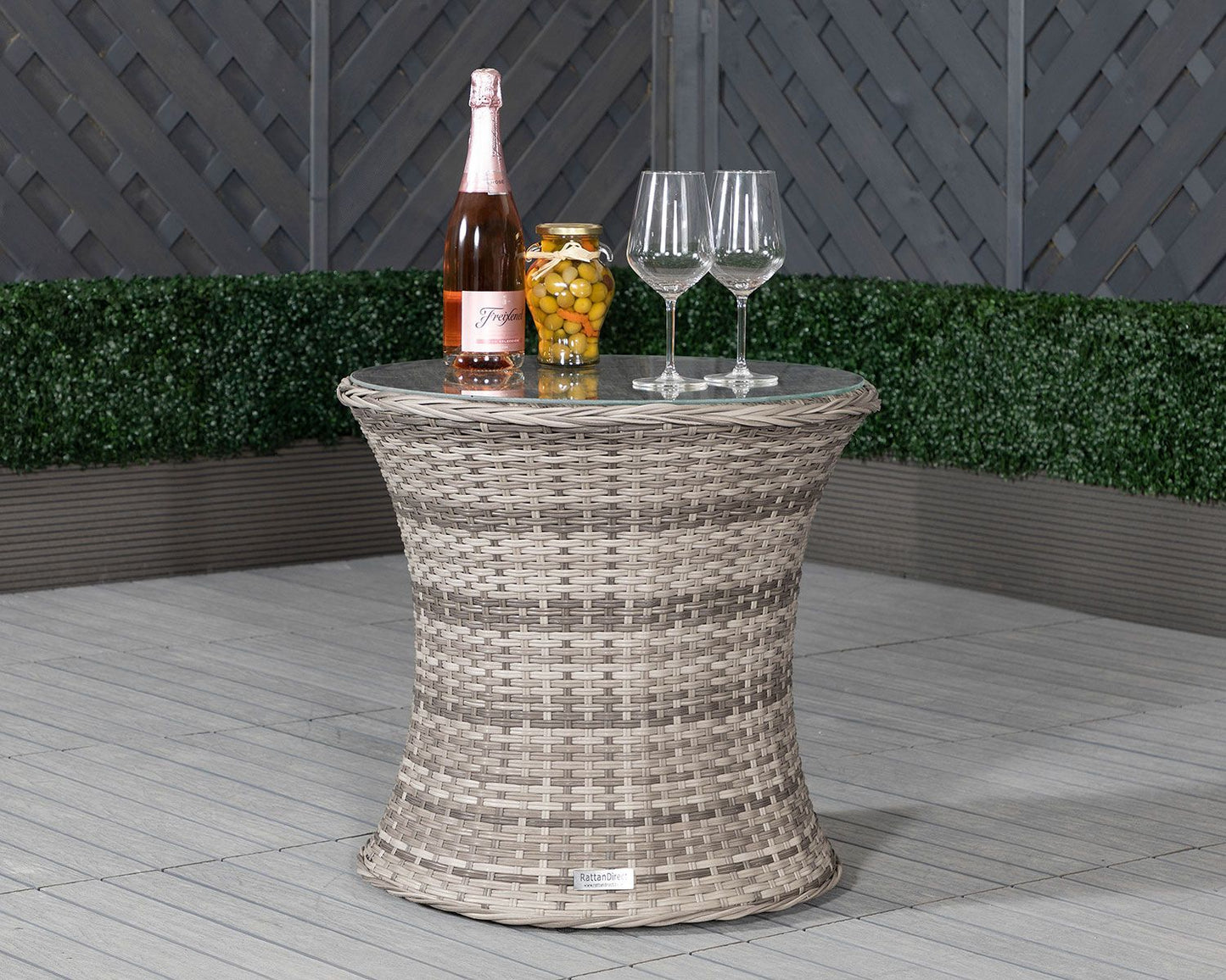Cambridge Rattan Garden Bistro Round Set in Grey