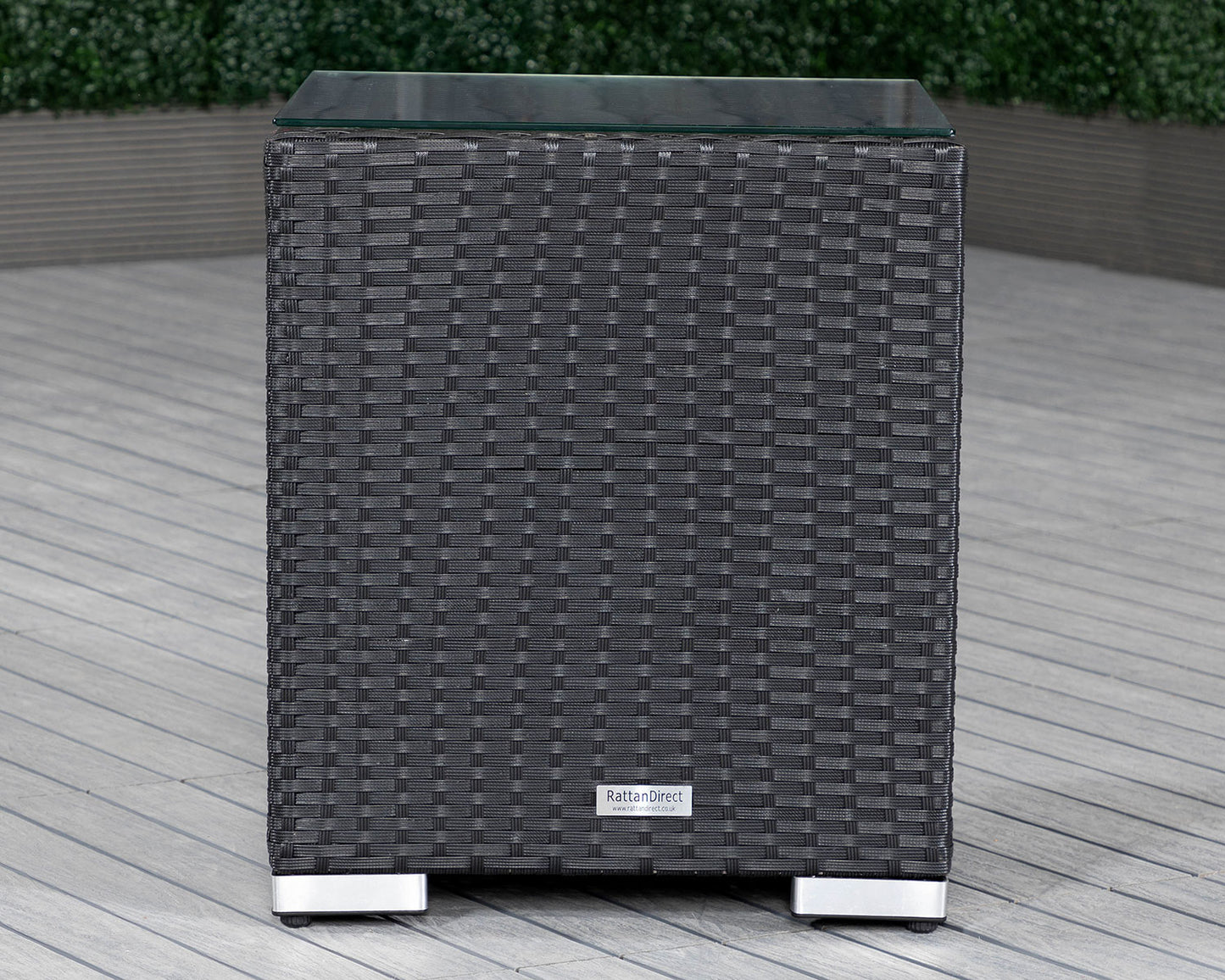 Cambridge Rattan Garden Bistro Square Set in Black and Vanilla