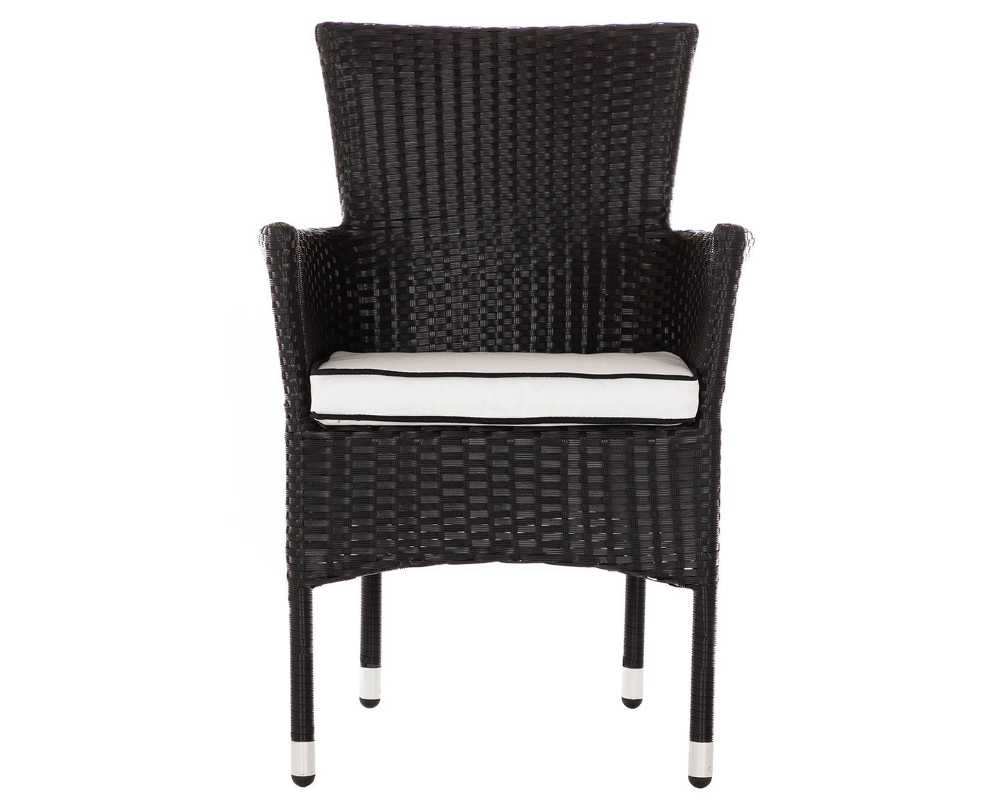 Cambridge Rattan Garden Bistro Square Set in Black and Vanilla