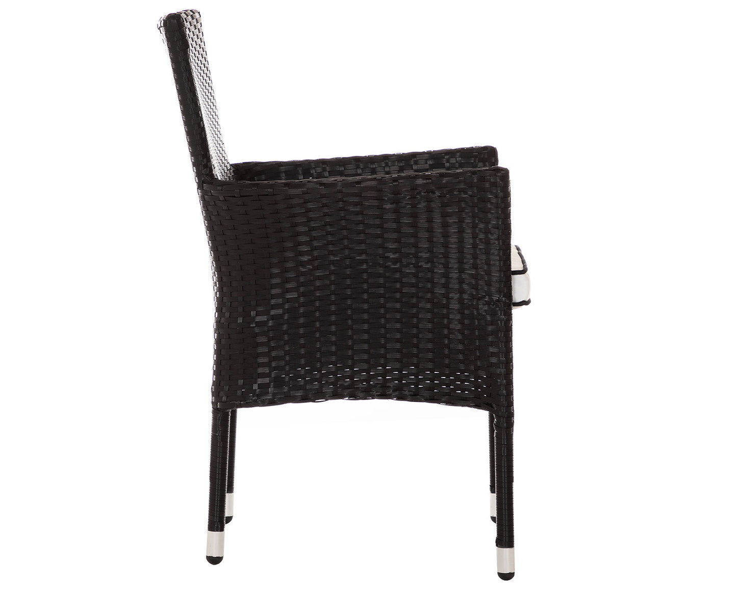 Cambridge Rattan Garden Bistro Square Set in Black and Vanilla