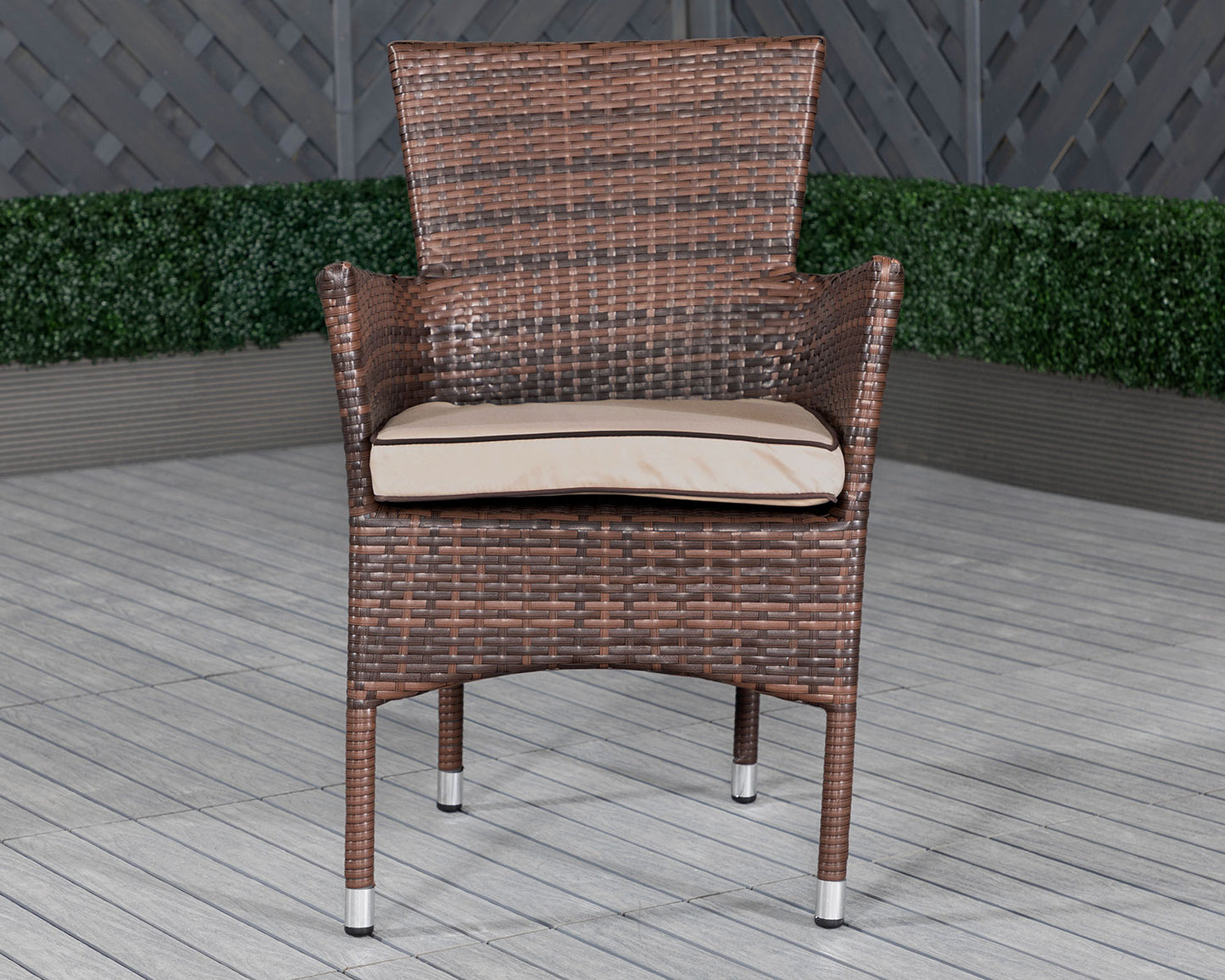Cambridge Rattan Garden Bistro Square Set in Chocolate and Cream