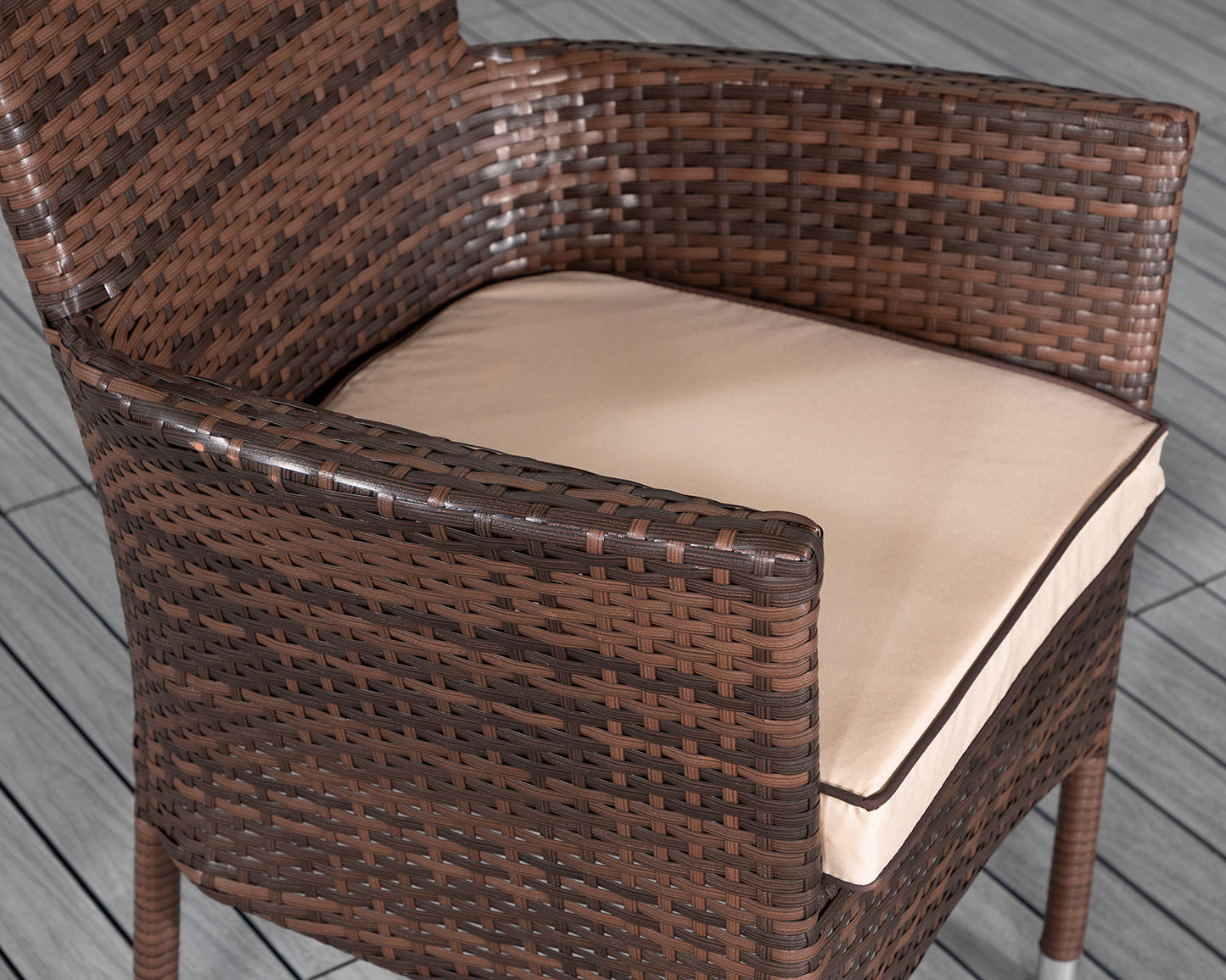 Cambridge Rattan Garden Bistro Square Set in Chocolate and Cream