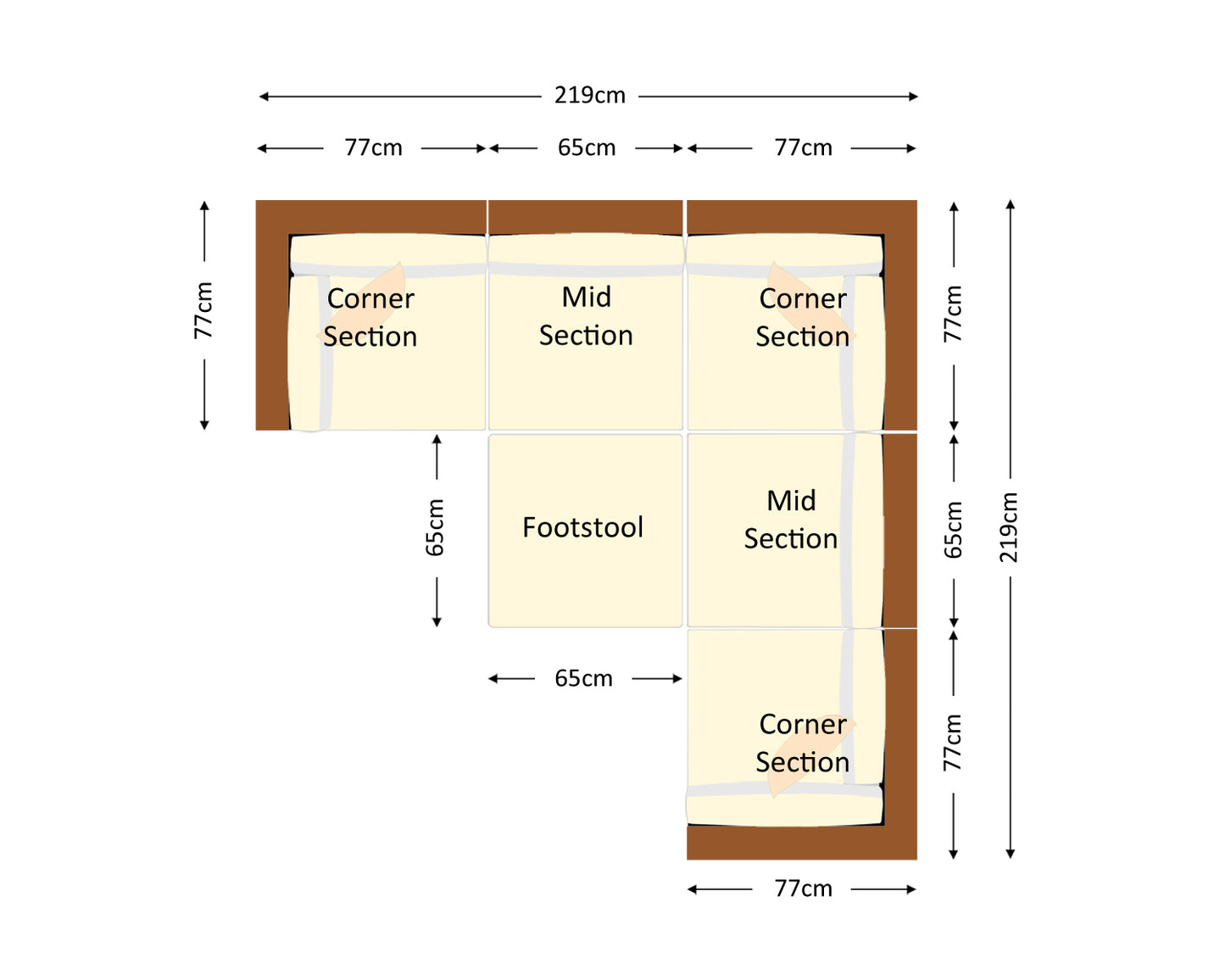 Florida 6 Piece Rattan Garden Corner Sofa Set in Chocolate and Cream
