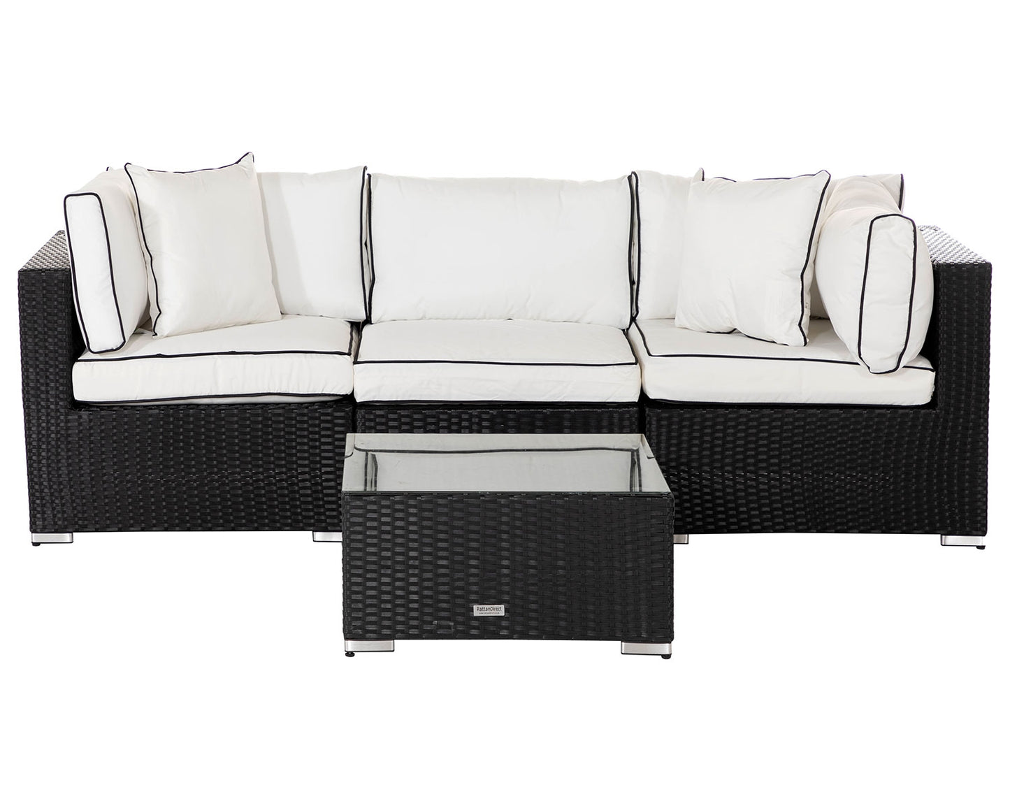Florida 4 Piece Rattan Garden Corner Sofa Set in Black and Vanilla