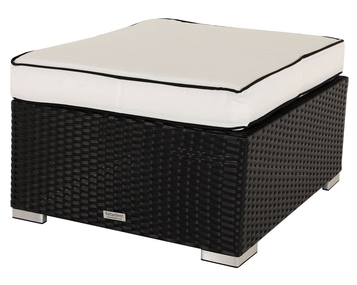 Florida 4 Piece Rattan Garden Corner Sofa Set in Black and Vanilla