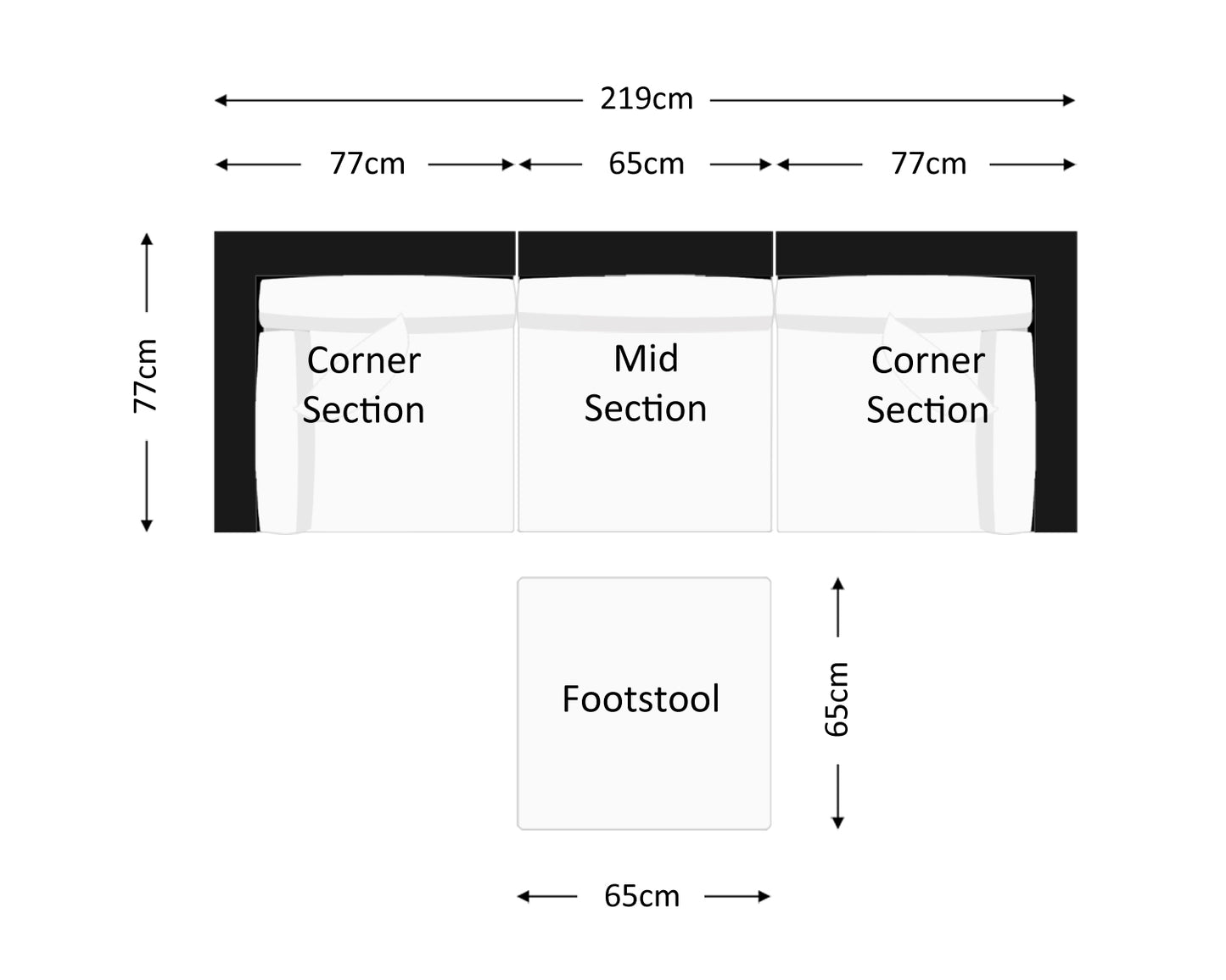 Florida 4 Piece Rattan Garden Corner Sofa Set in Black and Vanilla