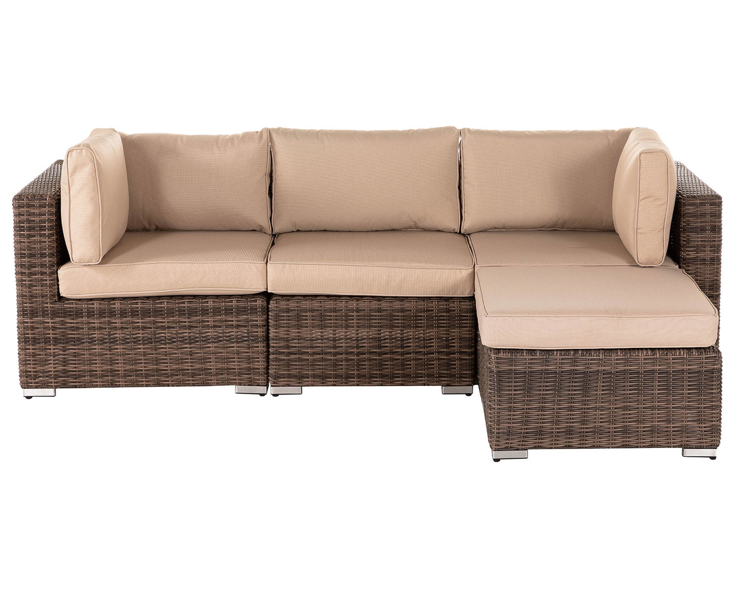 Florida 4 Piece Rattan Garden Corner Sofa Set in Premium Truffle Brown and Champagne