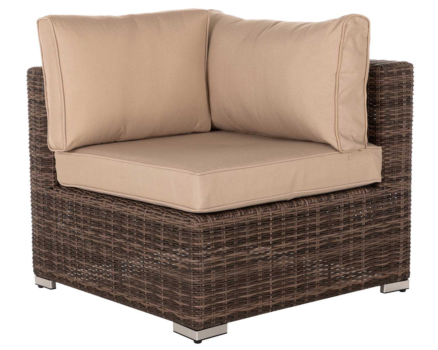 Florida 4 Piece Rattan Garden Corner Sofa Set in Premium Truffle Brown and Champagne