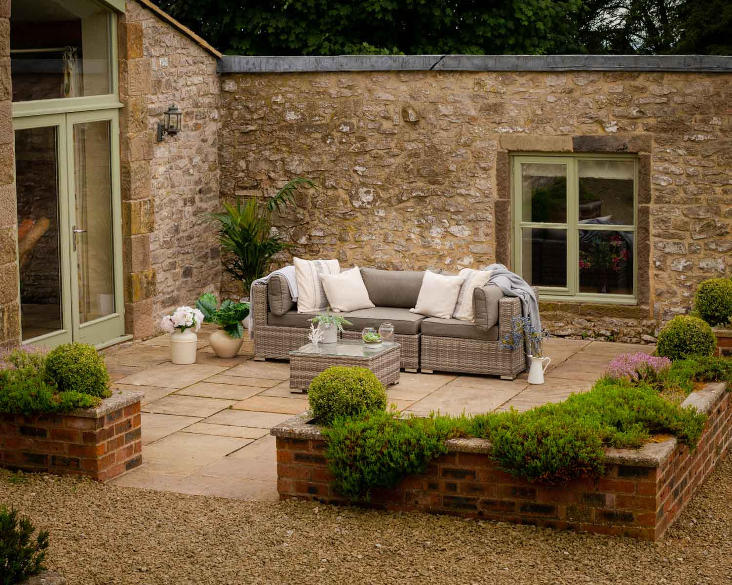 Florida 4 Piece Rattan Garden Corner Sofa Set in Grey