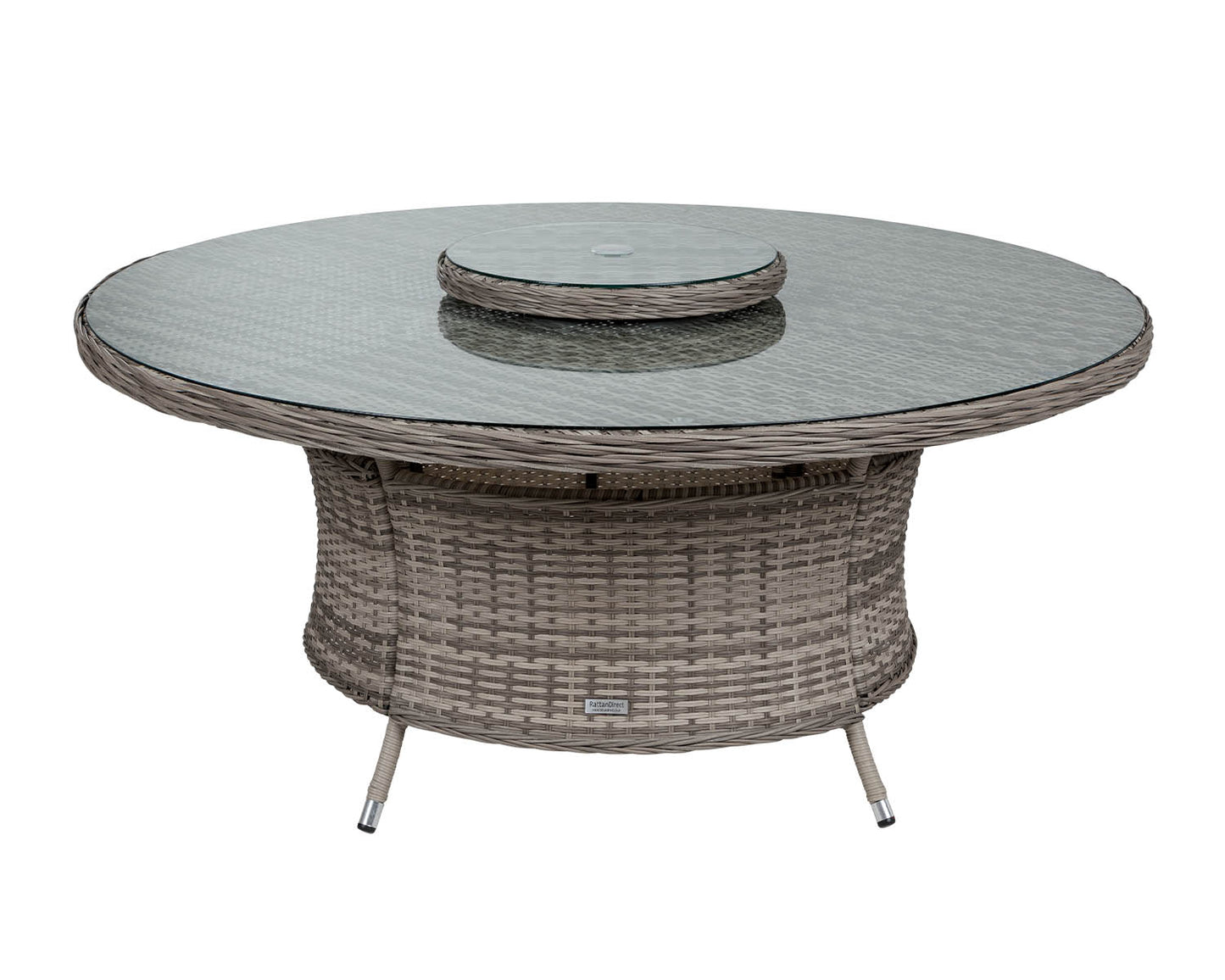Marseille 6 Rattan Garden Dining Chairs and Large Round Table with Lazy Susan in Grey