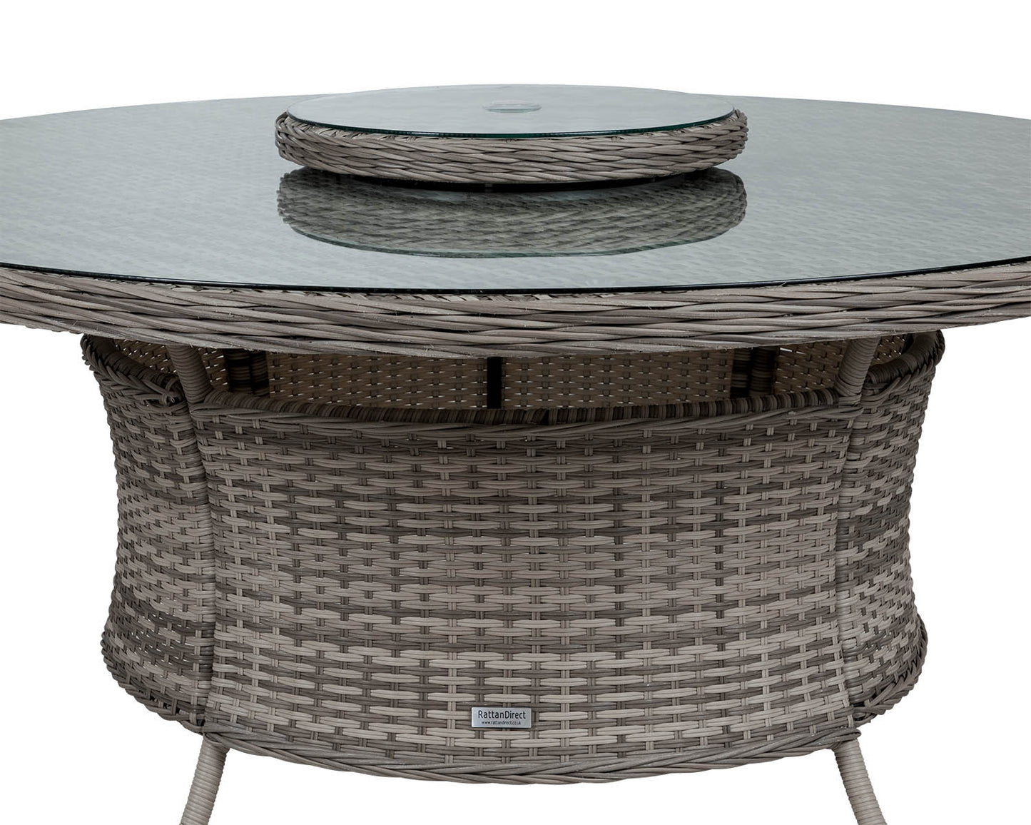 Marseille 8 Rattan Garden Dining Chairs and Large Round Table with Lazy Susan in Grey