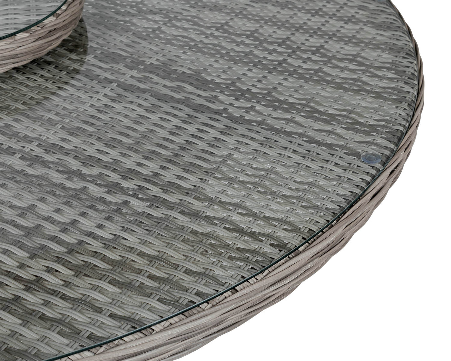 Marseille 8 Rattan Garden Dining Chairs and Large Round Table with Lazy Susan in Grey