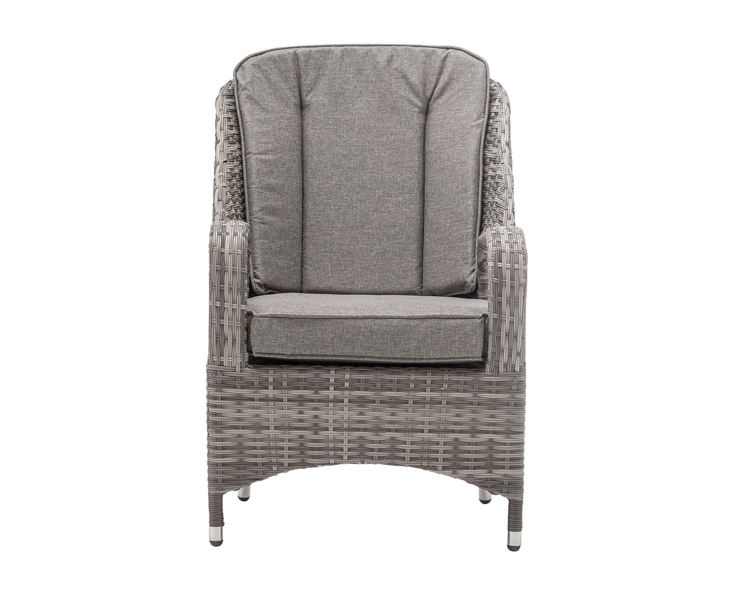 Marseille 6 Rattan Garden Dining Chairs and Large Rectangular Table in Grey