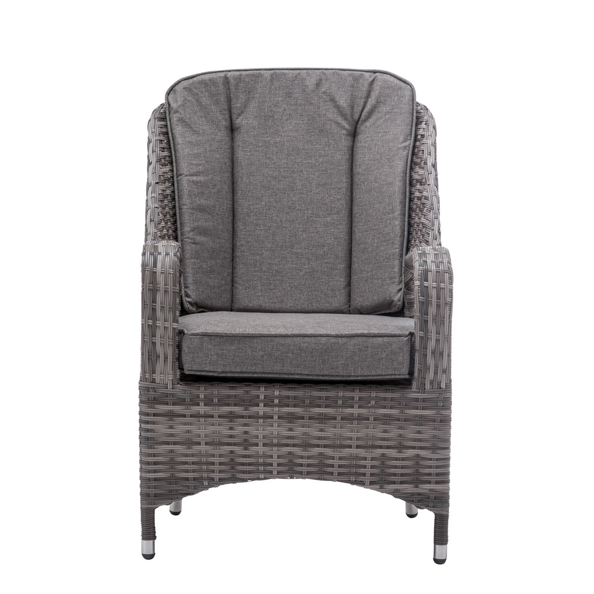 Marseille 4 Rattan Garden Dining Chairs and Rectangular Table in Grey