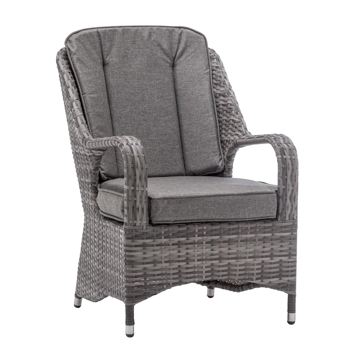 Marseille 6 Rattan Garden Dining Chairs and Rectangular Table in Grey