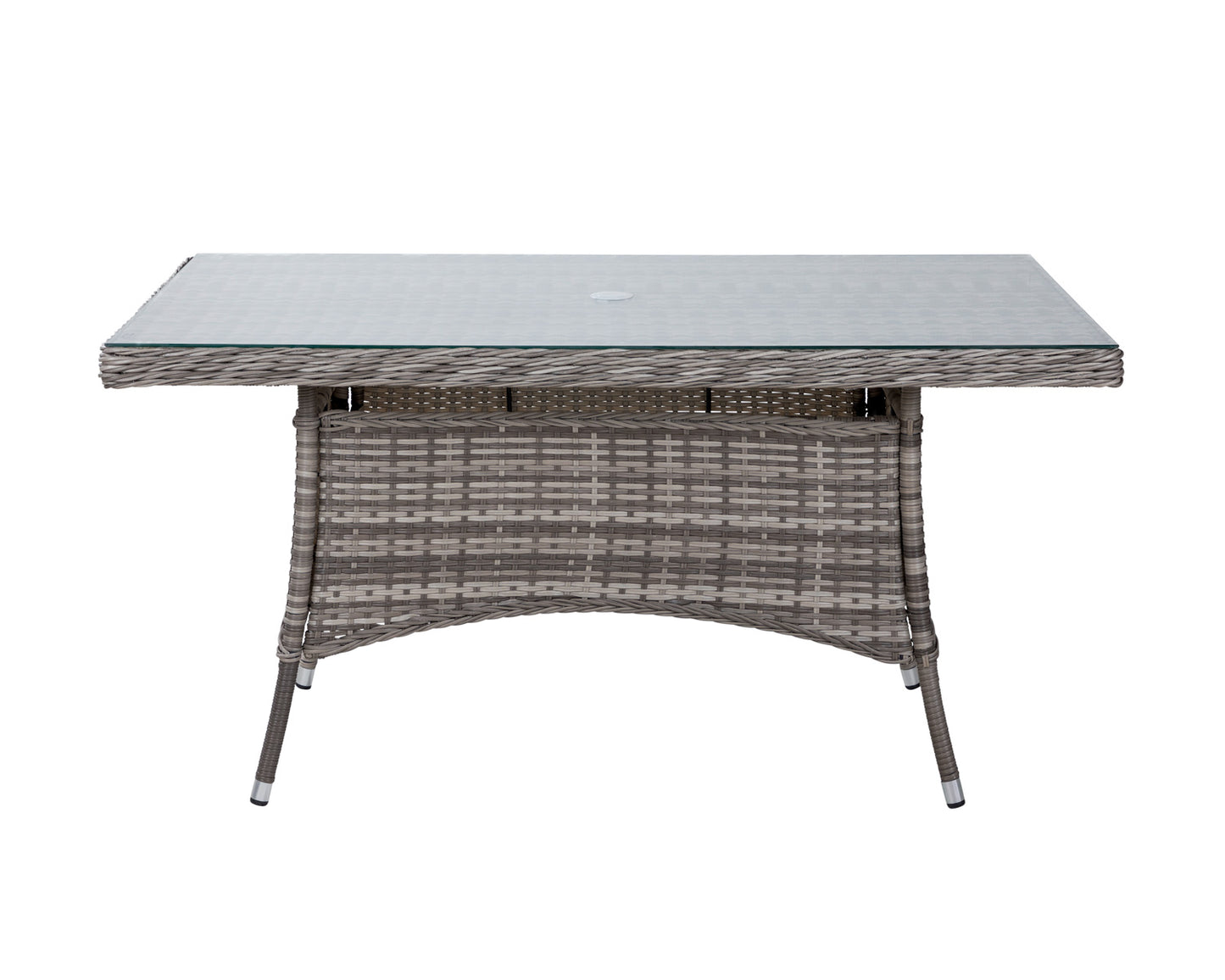 Marseille 6 Rattan Garden Dining Chairs and Rectangular Table in Grey