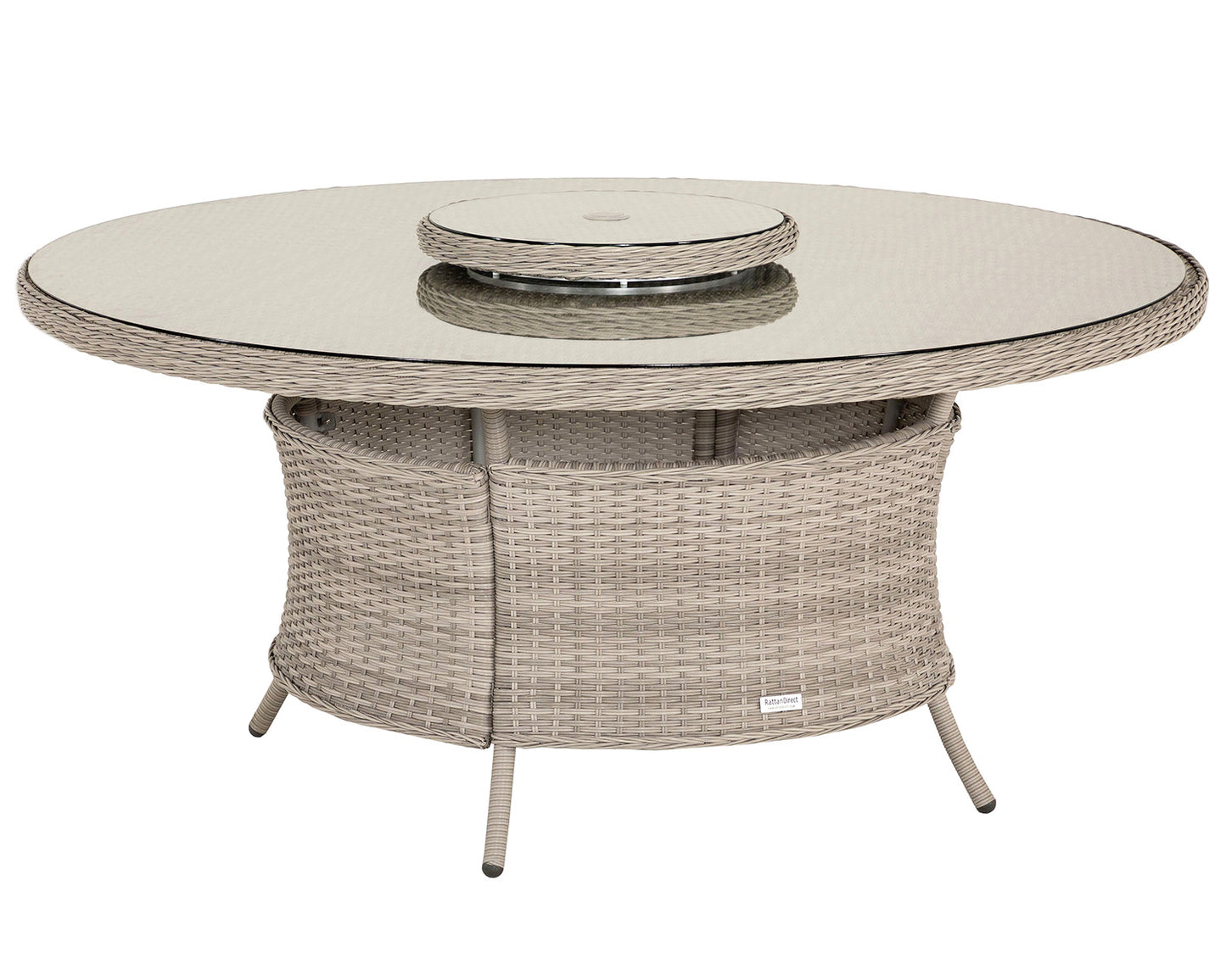 Riviera 6 Rattan Garden Dining Chairs and Large Round Table Set in Grey