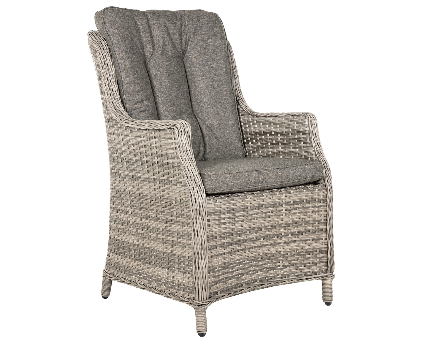 Riviera 4 Rattan Garden Dining Chairs and Large Round Table Set in Grey