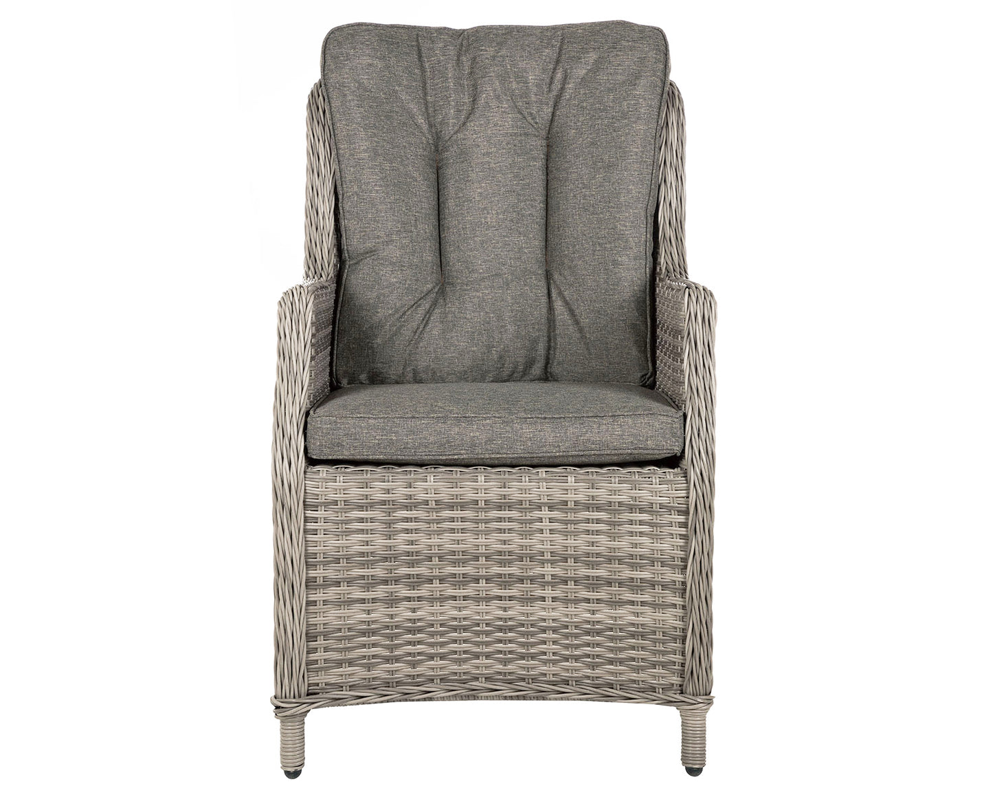 Riviera 4 Rattan Garden Dining Chairs and Large Round Table Set in Grey