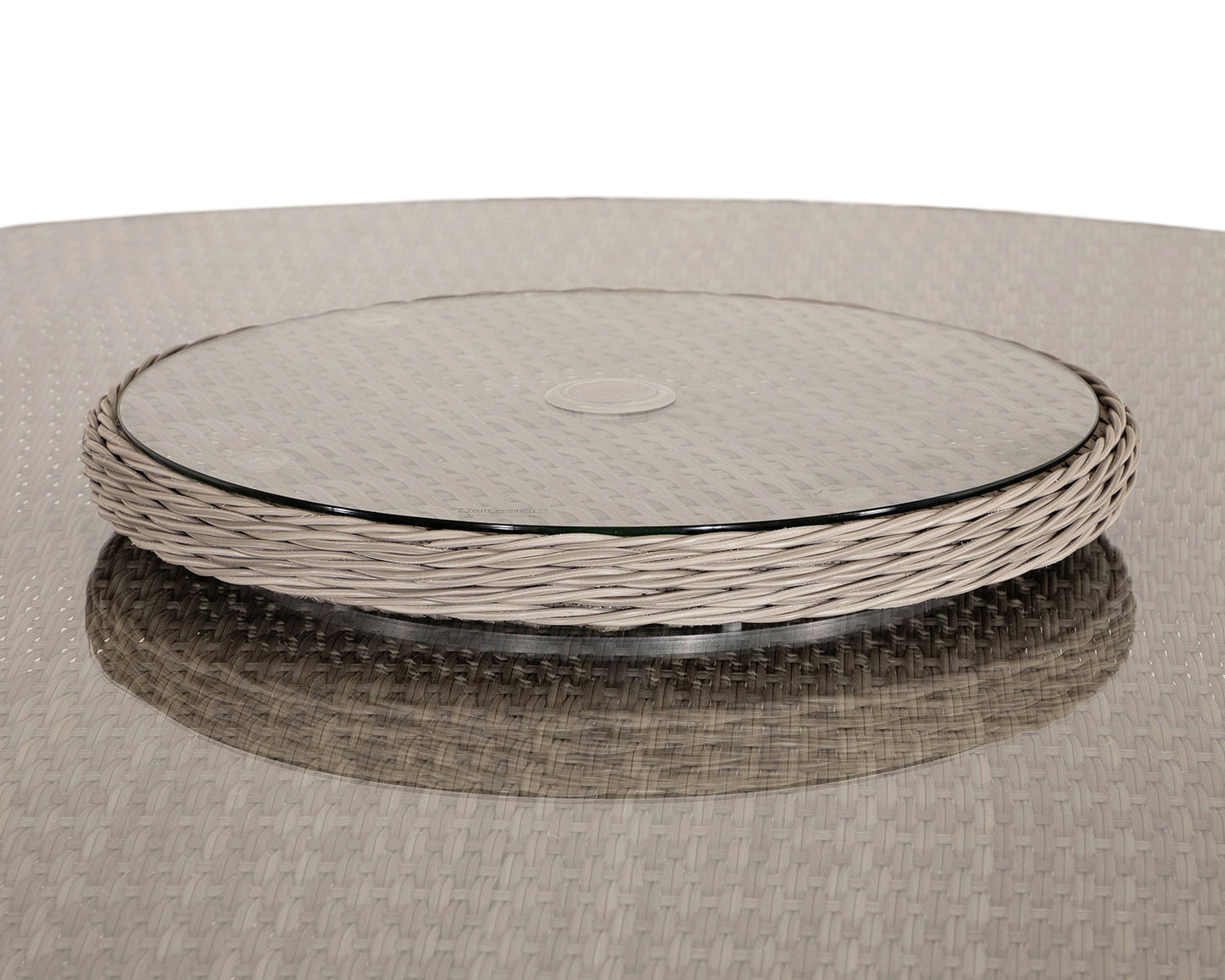 Riviera 4 Rattan Garden Dining Chairs and Large Round Table Set in Grey