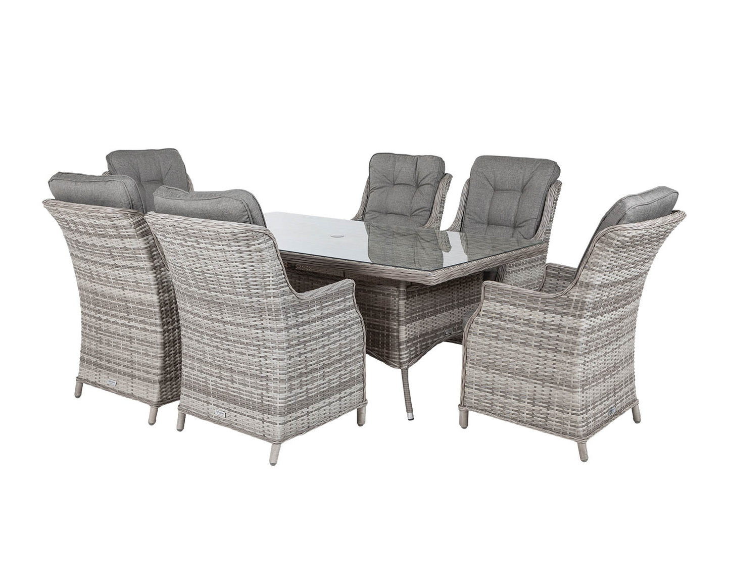 Riviera 6 Dining Chairs and Rectangular Dining Table in Grey