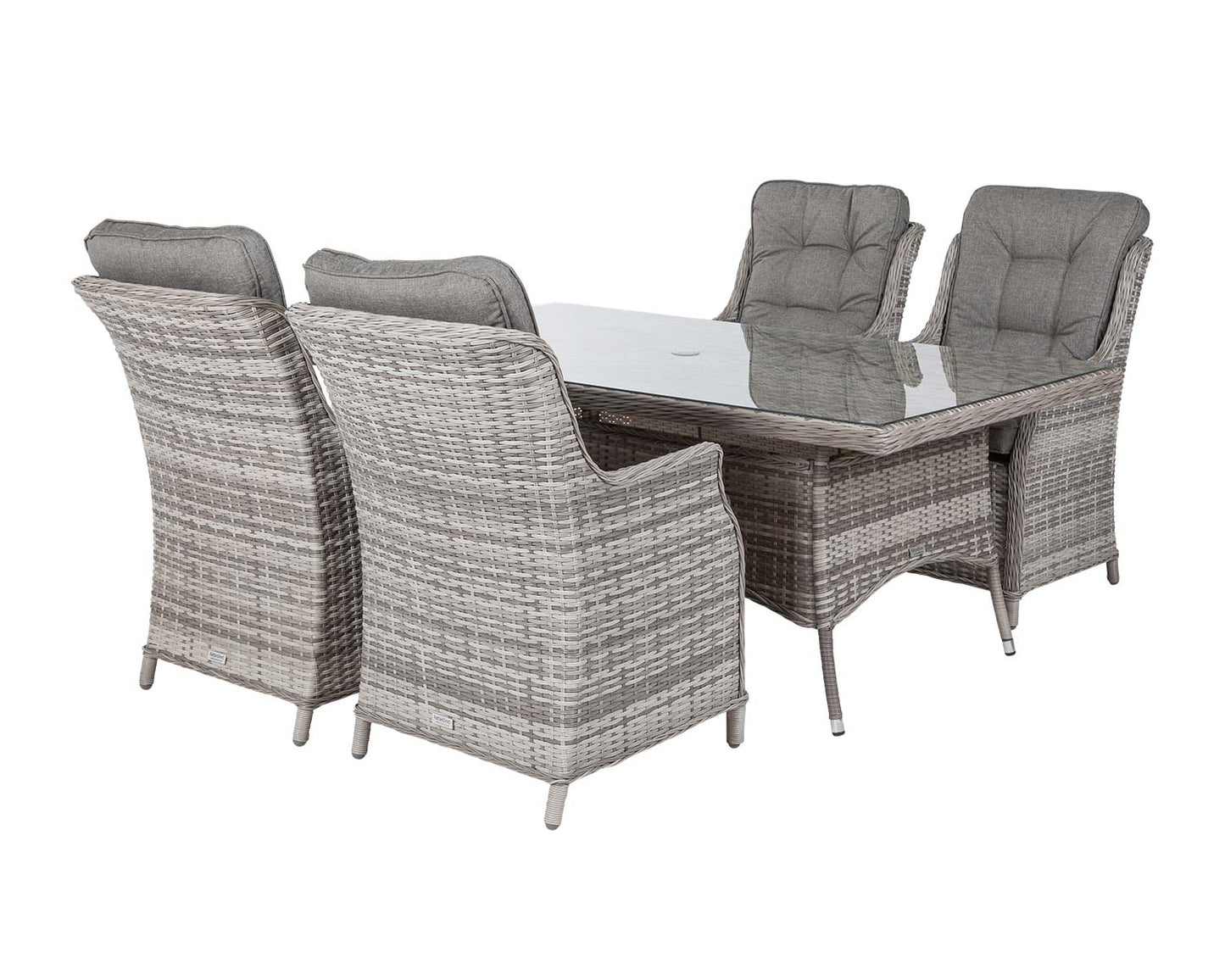 Riviera 4 Dining Chairs and Rectangular Dining Table in Grey