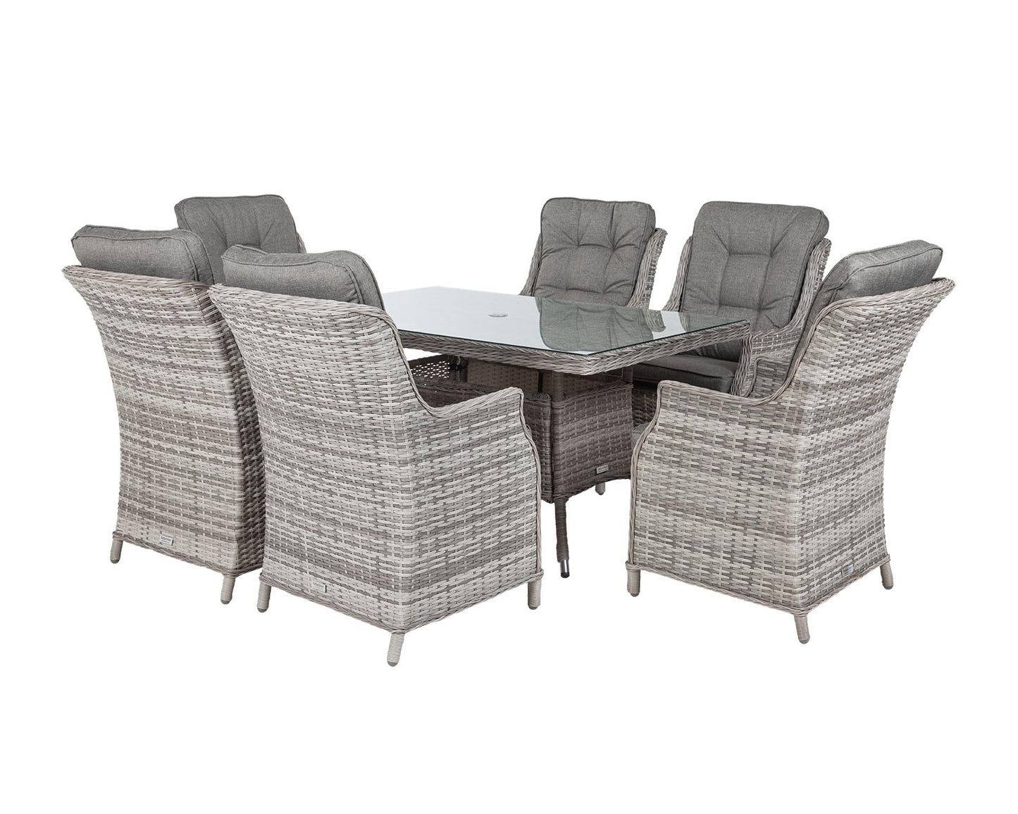 Riviera 6 Dining Chairs and Small Rectangular Dining Table in Grey